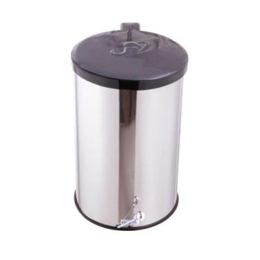 Imagem de Lixeira Redonda Inox Com Pedal Esfera - Tampa Plástica 15L - CM Design