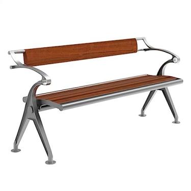 Imagem de Banco externo Banco de parque assentos de lazer com encostos de braço, ripas de madeira e moldura de alumínio fundido, cadeira de banco externo para pátio externo, varanda, jardim, gramado, bancos de