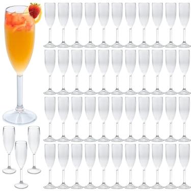 Imagem de 48 peças, taças de champanhe, taças de champanhe de plástico transparente de 153 g, taças de vinho, taças de plástico para festas, copos de bar de mimosa, copos de bebida com haste para celebração de