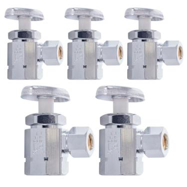 Imagem de Midline Valve Válvula de parada de abastecimento de água 71112QS-OM-5 com roda de várias voltas; desligamento angular para vaso sanitário, pia, máquina de lavar louça, aquecedor; compressão de 1/2"