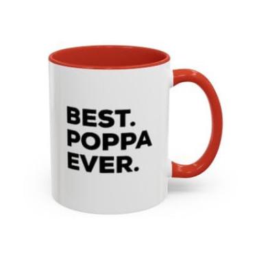 Imagem de Caneca de café Poppa Accent – Caneca engraçada de cerâmica para pai, presente de 325 ml para pais, avôs ou papai - Ideia de presente de aniversário e Natal (vermelho, 325 ml)