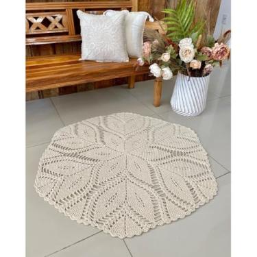 Imagem de Tapete P 1,10m Folha De Café Crochê Artesanal (Cru)