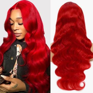 Imagem de Peruca frontal de renda ELFSECRET Red Human Hair Body Wave 20