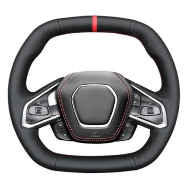 Imagem de MEWANT Capa de volante costurada à mão para Chevrolet (Chevy) Corvette C8 2020-2024 Acessórios de volante para Chevrolet