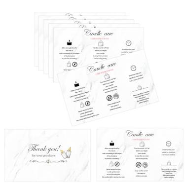 Imagem de 100 peças de cartão de instruções de cuidados com velas 5 x 9 cm Como cuidar de velas feitas à mão Guia de instruções de segurança de cera de soja cera de coco perfumada óleo essencial perfumado