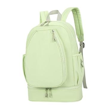 Imagem de kowaku Bolsa de tênis com compartimento para sapatos, mochila com bolso lateral, mochila de ginástica para badminton ao ar livre, Verde
