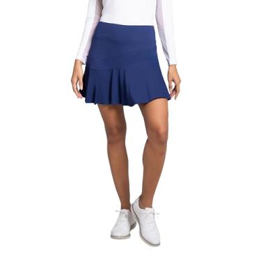 Imagem de IBKUL Athleisure Wear Protetor solar FPS 50+ Icefil Cooling Tech Saia com babados de secagem rápida com bolsos traseiros - 20000, Cor: Azul marinho - Impressão: Sólido, G