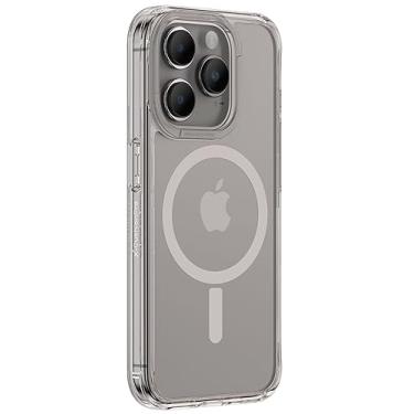 Imagem de Capa para iPhone 15 Pro AMAZINGthing, capa transparente anti-amarelamento compatível com Magsafe,à prova de queda de 2 metros, antiderrapante, série Minimal Mag, Cinza