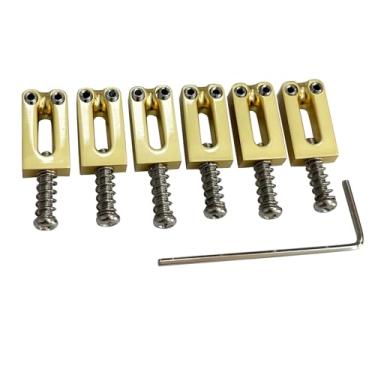 Imagem de OVSAL Selas de ponte de guitarra dourada 10,5 mm liga de zinco selas de guitarra elétrica para guitarra tremolo ponte para Fender Strat Stratocaster Tele Telecaster 6 cordas selas de guitarra elétrica
