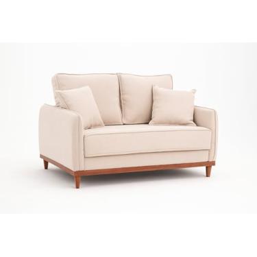 Imagem de Sofá Senna Living 2 Lugares em Linho com Base em Madeira (Palha)