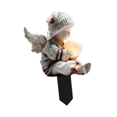 Imagem de oshhni Placa de jardim com asas de anjo 2D, decoração de caminho, placa memorial fofa, acessórios de jardim de fadas, de anjo para quintal e, B