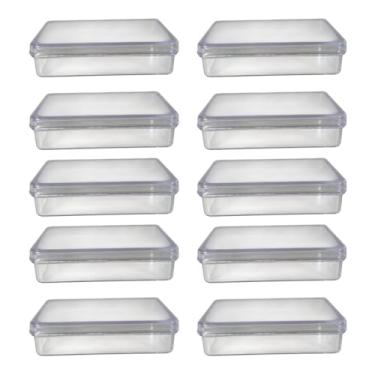 Imagem de Caixinha Retangular Transparente Achatada Lembrancinha 7x1,5cm Terço Festa Artesanato Biscuit (50)