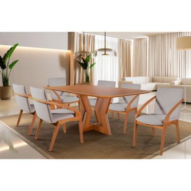 Imagem de Sala de Jantar Moderna Laminada 6 Cadeiras 2,0x1,0m - Jade - Harmonia Salas