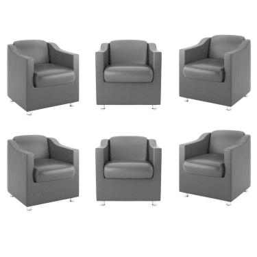 Imagem de Kit 6 Poltronas Tilla Recepção Clínica Dentista Preto