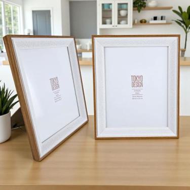 Imagem de Porta Retrato 20x25cm Paspatur Ailyn Madeira Bege Com Branco - MultiA