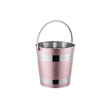 Imagem de balde de vinho Balde de gelo aço inoxidável 304, bar, restaurante, balde grãos, batatas fritas, frango frito, lanches, transporte, champanhe, vinho tinto Refrigerador de cerveja(Pink,Médio)