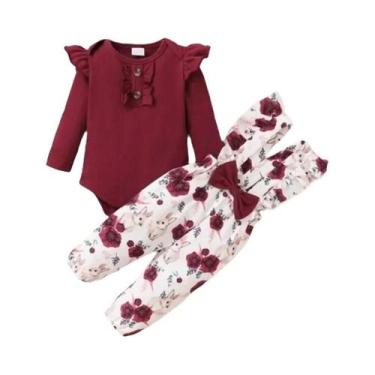 Imagem de Conjunto De Roupas Para Bebê Menina Recém-Nascida 3 Peças Macacão De M