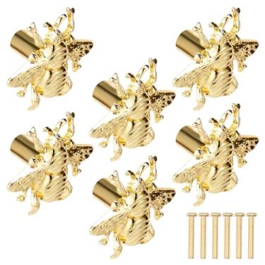 Imagem de Puxador de armário em forma de abelha, puxador de gaveta dourado, puxador criativo de abelha, puxador de armário multiuso para armário armário gaveta estante