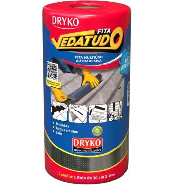 Imagem de Fita de Manta Asfáltica AutoAdesiva Aluminizada 30cm x 10 Metros Drykofita - FVD30 - DRYKO