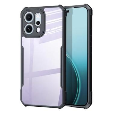 Imagem de Guizzcg Capa para Oppo Reno 14 Pro, capa ultrafina de TPU macio + traseira transparente acrílica, airbags de grau militar, proteção contra quedas, preta