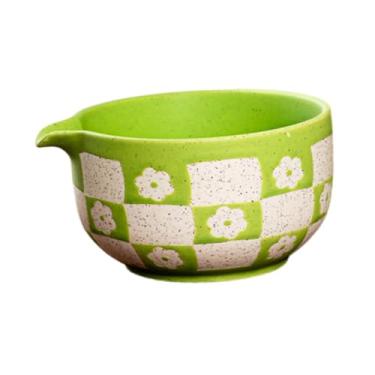 Imagem de YWJLQH Tigela de chá Matcha Bowl Acessórios para utensílios de cerimônia do chá japonesa com bico de cerâmica, Verde