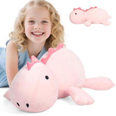 Imagem de Pelúcia de dinossauro pesada BESTVIVE 1,6 kg 60 cm rosa recheada