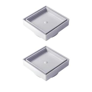 Imagem de Kit 2 Ralo Oculto Invisível Porcelanato 15x15cm Sifonado Antiodor Bran