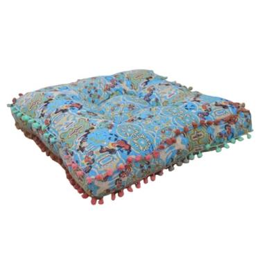 Imagem de Stgfyxgs Almofada de assento quadrada tatami almofada de chão de cadeira pufe para cadeiras de jantar tatami, Azul Marroquino