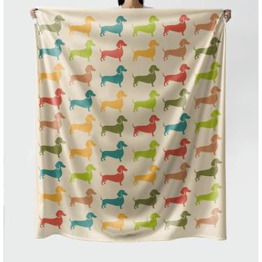 Imagem de Manta vintage para amantes de dachshund - Manta divertida de lã retrô para cães dachshund presentes para mulheres, homens, amigos, amantes de cães em festas de aniversário - cobertor macio mede 127 x