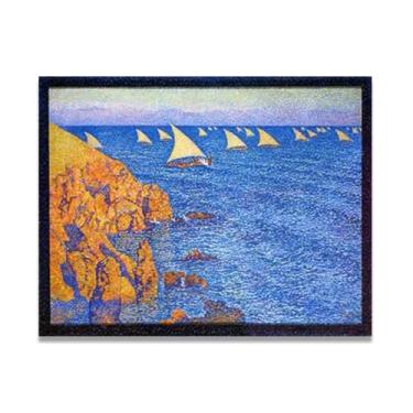 Imagem de SailboatsThéo van Rysselberghe: Impressão em tela neoimpressionista belga chave 70 x 91 cm sem moldura