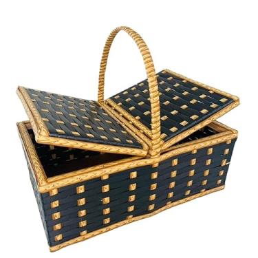 Imagem de Cesta de Piquenique Fibra Sintética 47x31x19(Black Bambu)