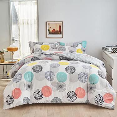 Imagem de Shxime Conjunto de edredom de 3 peças, Queen Size estampado com 2 fronhas, design macio e reversível para uso em todas as estações, lavável na máquina, decoração de casa