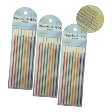 Imagem de Cartela Marca Texto em Fita Auto Adesivo Livro Estudo Tira Colante Tirinha (3, Colorido Modelo Sublinhado)