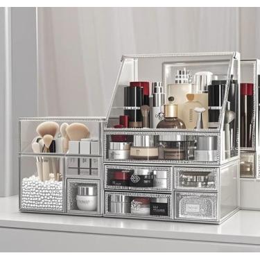 Imagem de Organizador de maquiagem Hersoo Glass Vanity Stackable 2 gavetas