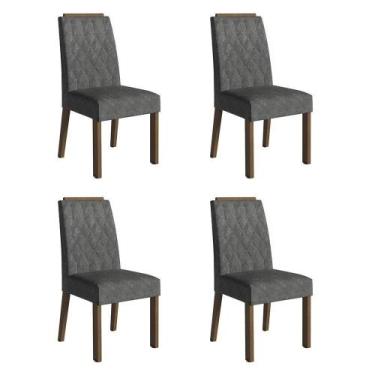Imagem de Kit 4 Cadeiras De Jantar 4256 Com Espaldar Rustic-silver Madesa
