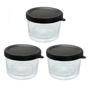 Imagem de Jogo Pote De Vidro 220ml 3 Peças Tampa De Plástico Colorida - Em Casa 