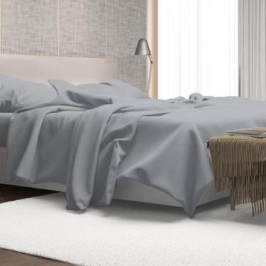 Imagem de Jogo de Lençol 4 Peças Golden Rozac 200 Fios Hypercal Quenn, Cinza