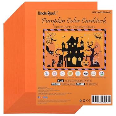 Imagem de Cartolina cor abóbora com 40 folhas – 21 x 28 cm, capa dupla face, papel para impressora de 29,5 kg, perfeito para álbuns, artesanato, cartões de visita 180 g/m² UAP25OR040