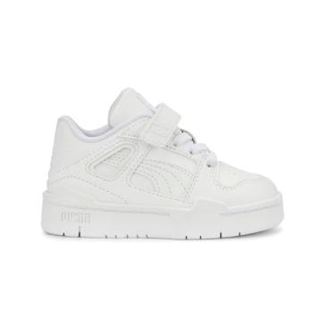 Imagem de PUMA Tênis infantil masculino Slipstream de couro com cadarço casual - branco, Branco, 19