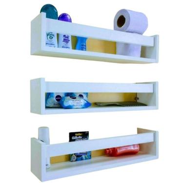 Imagem de Prateleira banheiro lavabo cosméticos porta xampu 3un 40cm