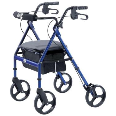 Imagem de Andador Adulto Idoso Hugo Mobility com Assento, Suporta até 136 Quilos, Azul