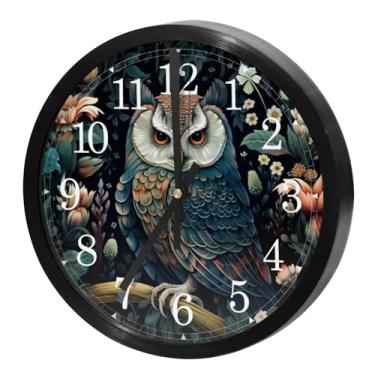 Imagem de LILINWAN Relógio de parede 24 cm sem tique-taque silencioso operado por bateria relógio de parede redondo moderno estilo simples decoração relógio para escritório/escola/quarto/sala de estar