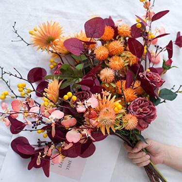 Imagem de Arranjo de flores artificiais em vaso leve, buquê de flores, simulação de rosa, buquê de mão, decoração de arranjos de flores, arranjos de flores, arranjos de flores artificiais