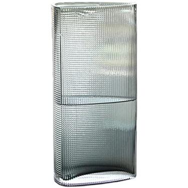 Imagem de CUTPOIY Vaso de vidro cinza, flores frescas hidropônicas ornamentos decorativos sala de estar mesa de jantar vaso decorativo (14 * 30 cm)