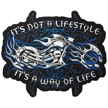 Imagem de [Tamanho grande] Papapatch It's not a Lifestyle It's a Way of Life motociclista motociclista jaqueta chopper colete fantasia costurada em ferro em aplique bordado (Iron-Way-of-Life-Grande)