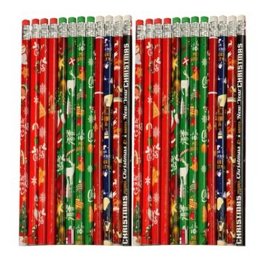 Imagem de YYaaloa 96 lápis de madeira com borracha, lápis coloridos de Natal, materiais escolares divertidos, presente de férias, escritório, escola, estudantes, professores, suprimentos, escrita (96 peças