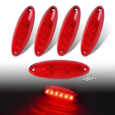 Imagem de TMH 5,8 polegadas 5 peças LED vermelho marcador de cabine luzes superiores compatíveis com Freightliner Cascadia (2008-2021) Reboque de caminhão resistente, 6 luzes LED 12V CC Folga/Teto Q6