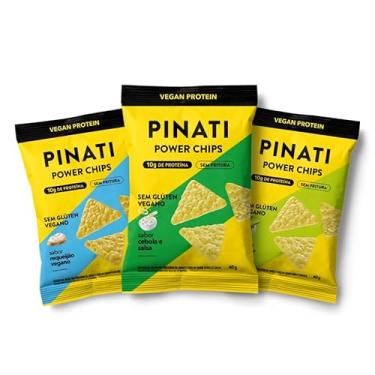 Imagem de PINATI KIT Salgadinho Proteico POWER CHIPS Sortido (Cebola e Salsa, Lemon Pepper e Requeijão Vegano) - 10g de proteina - 3 unIDADES