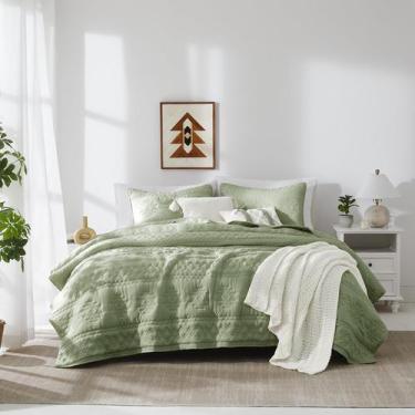 Imagem de Conjunto de roupa de cama WDCOZY Boho Sage Green Twin Quilt com fronha
