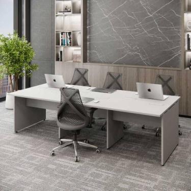 Imagem de Mesa de Trabalho Escritório para 6 pessoas 2,70m Cinza F5 - F5 Office 